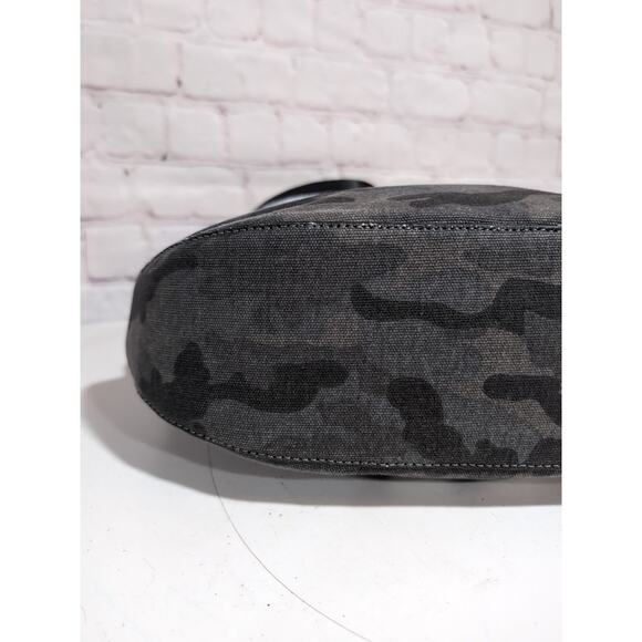 Koala Kanvas Mini City Bag Black Gray Camo Print Silver Metallic Stripe Strap - Picture 9 of 16